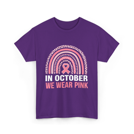 In October We Wear Pink Breast Cancer T-Shirt - Purple