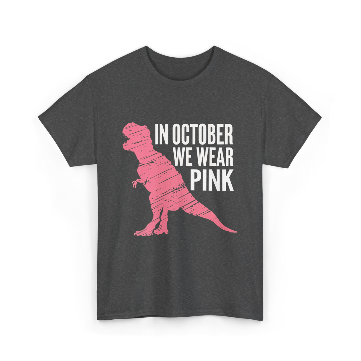 In October We Wear Pink Dinosaur T-Shirt - Dark Heather