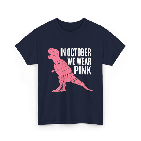 In October We Wear Pink Dinosaur T-Shirt - Navy