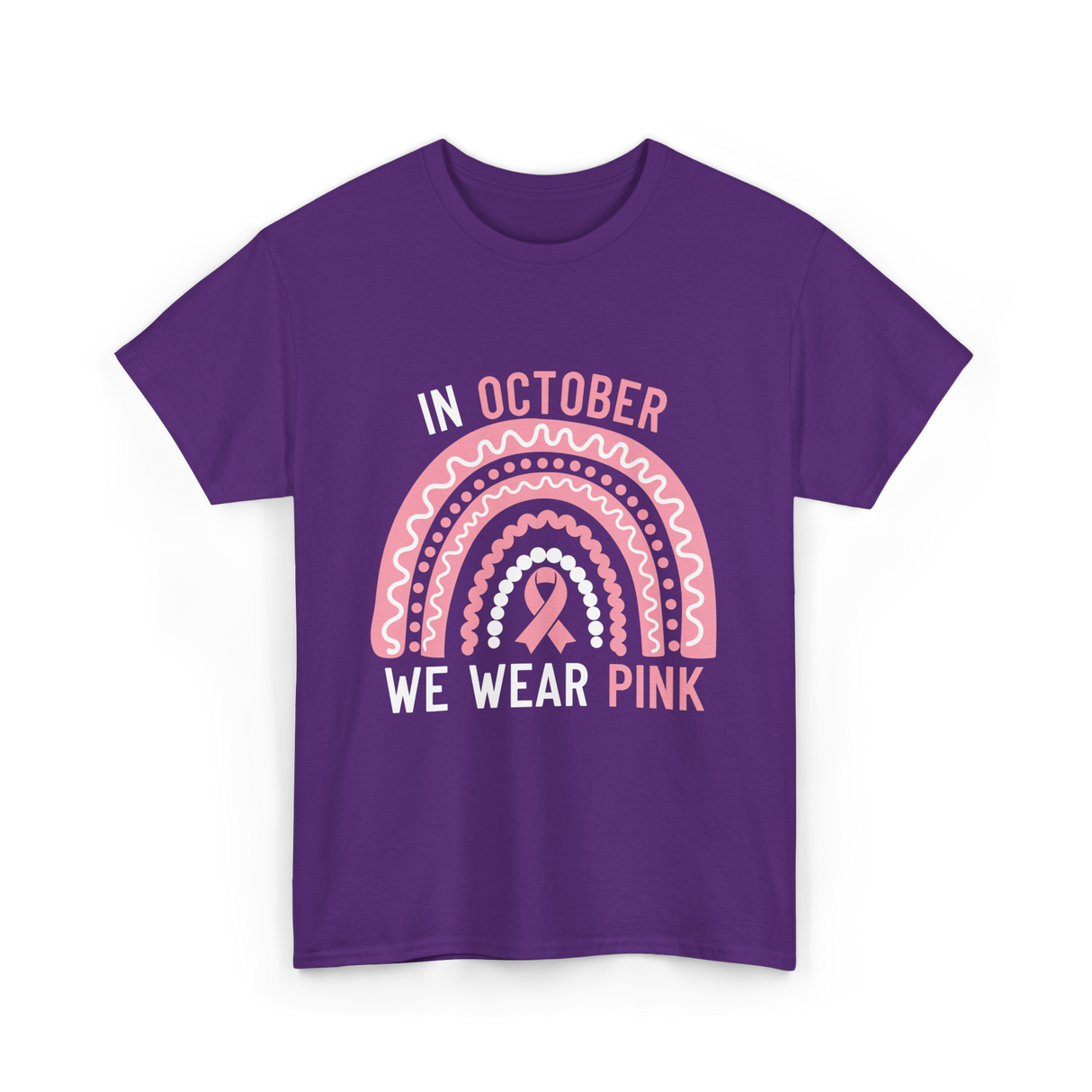 In October We Wear Pink Support T-Shirt - Purple