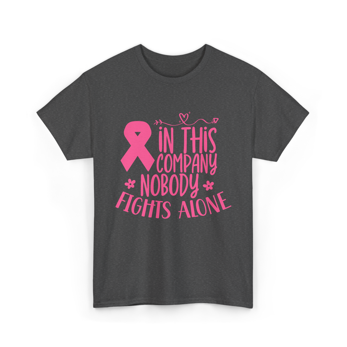 In This Company Nobody Fights Alone Breast Cancer T-Shirt - Dark Heather