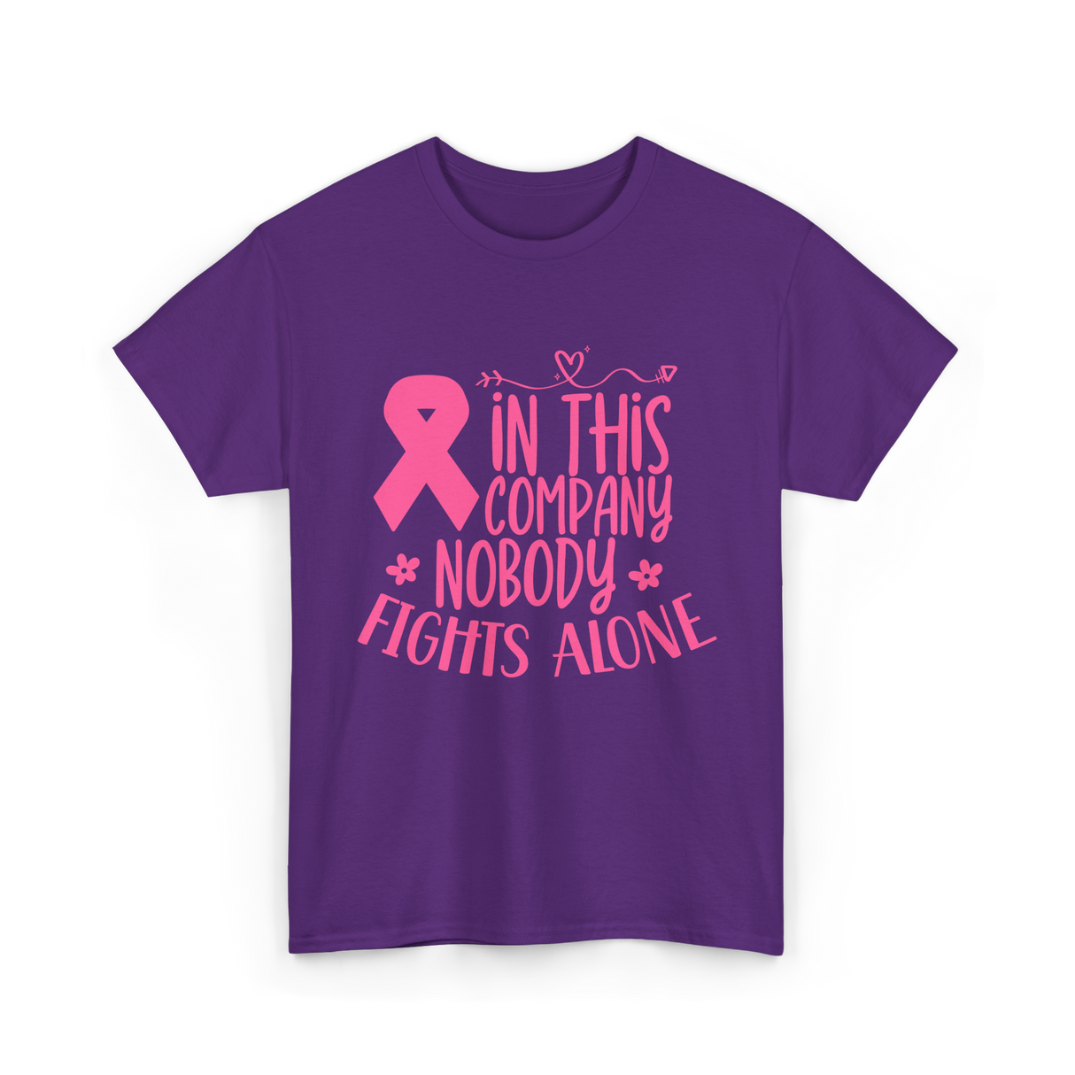 In This Company Nobody Fights Alone Breast Cancer T-Shirt - Purple