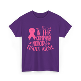 In This Company Nobody Fights Alone Breast Cancer T-Shirt - Purple