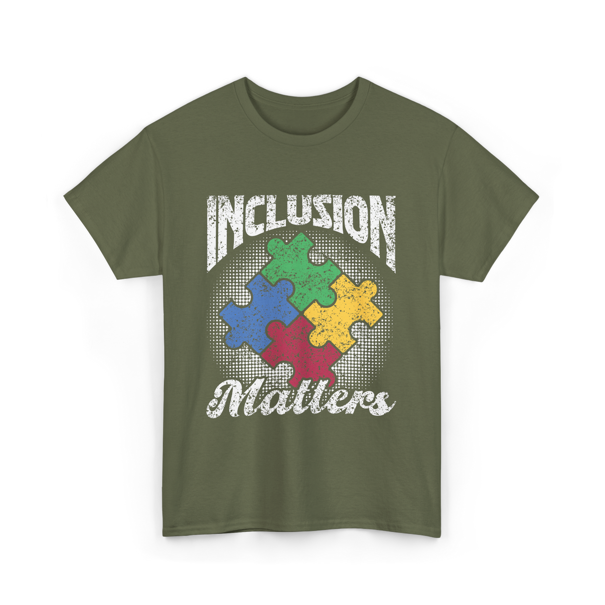 Inclusion Matters Autism Support T-Shirt - Military Green