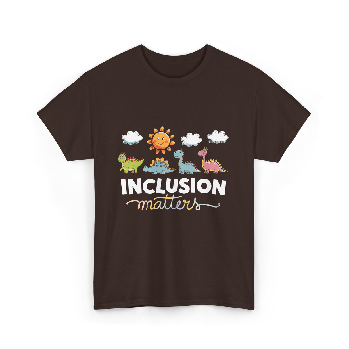 Inclusion Matters Dinosaurs Education T-Shirt - Dark Chocolate