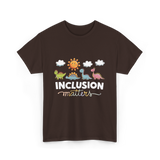 Inclusion Matters Dinosaurs Education T-Shirt - Dark Chocolate