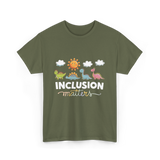 Inclusion Matters Dinosaurs Education T-Shirt - Military Green