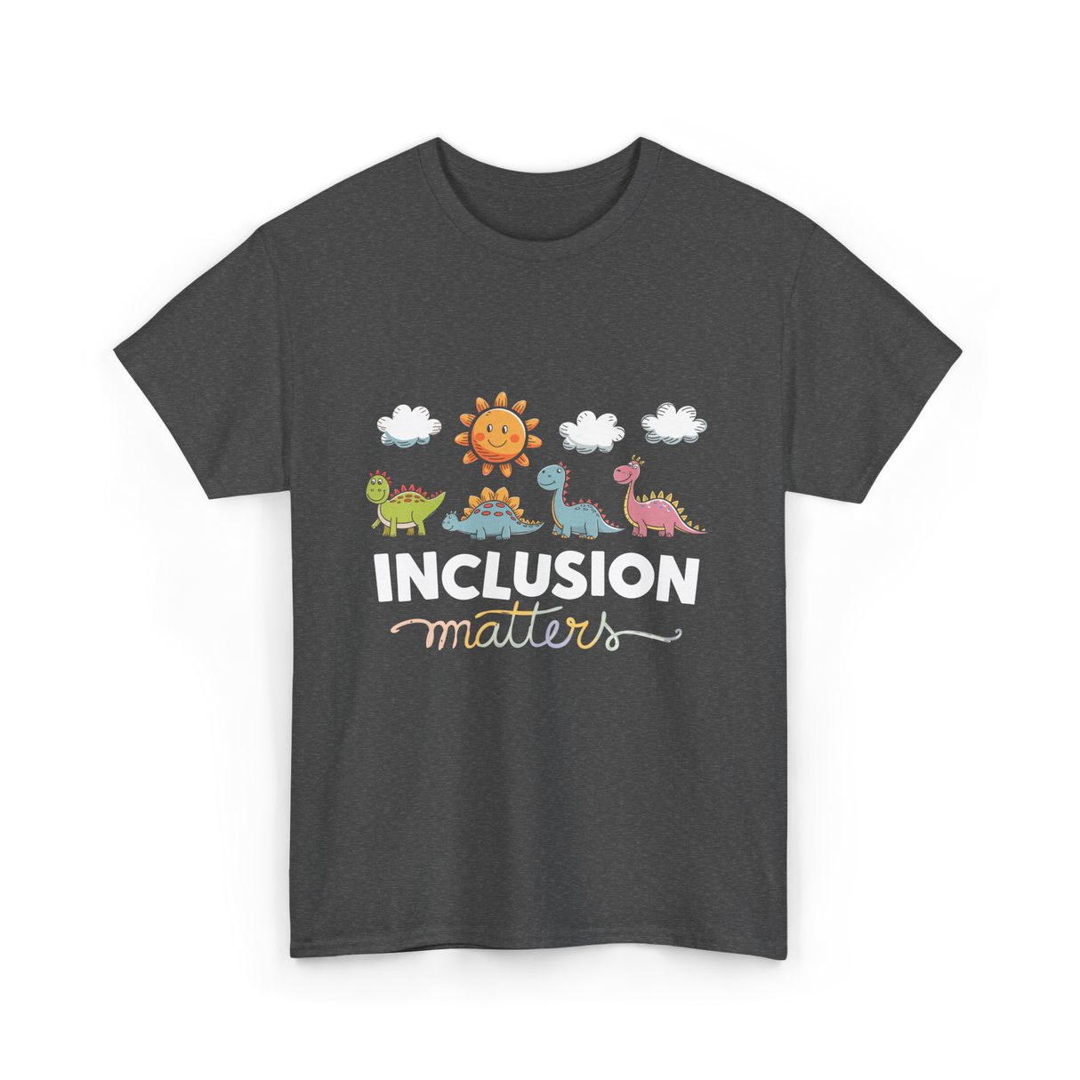 Inclusion Matters Dinosaurs Education T-Shirt - Dark Heather