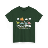 Inclusion Matters Dinosaurs Education T-Shirt - Forest Green