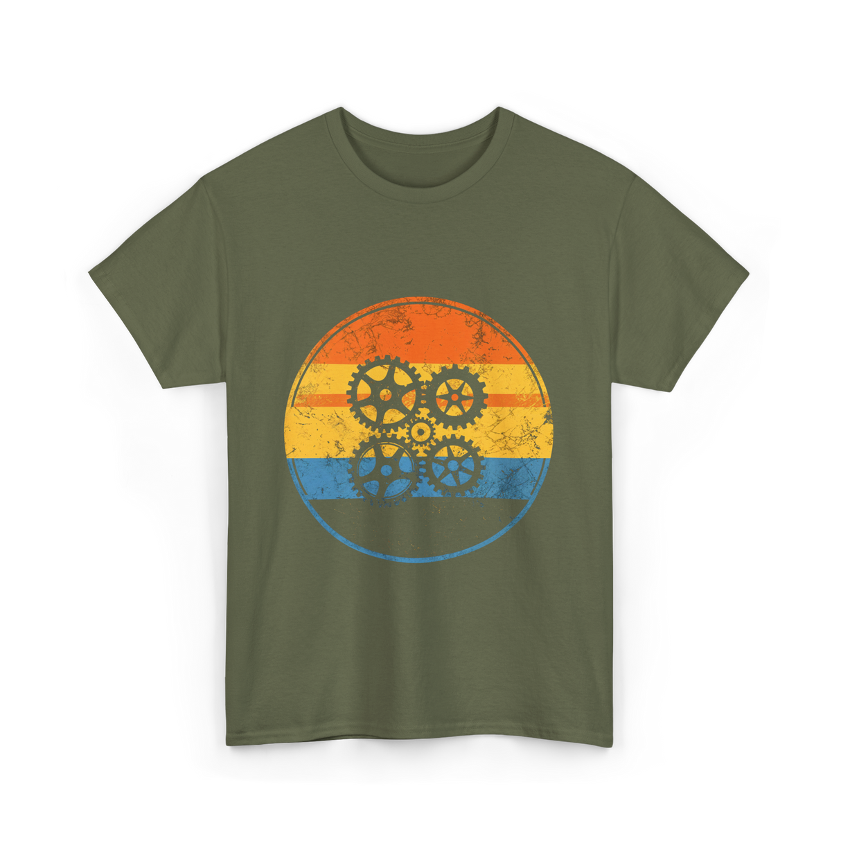 Industrial Gears Mechanical Engineer T-Shirt - Military Green