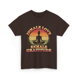 Inhale Love Exhale Gratitude Mindfulness T-Shirt - Dark Chocolate