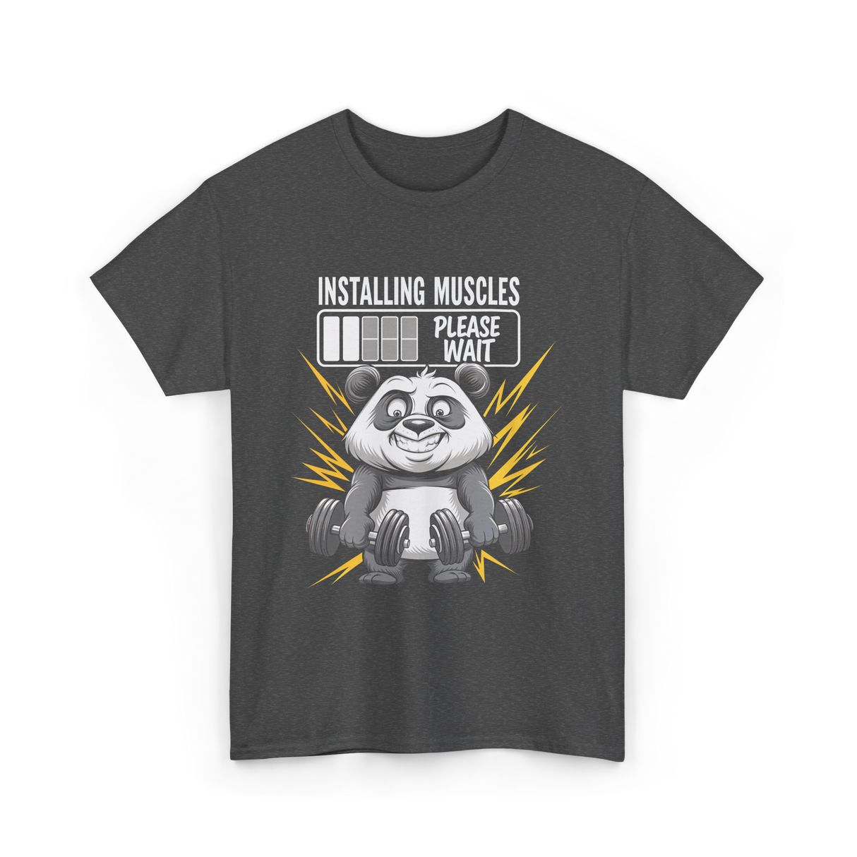 Installing Muscles Panda Fitness T-Shirt - Dark Heather