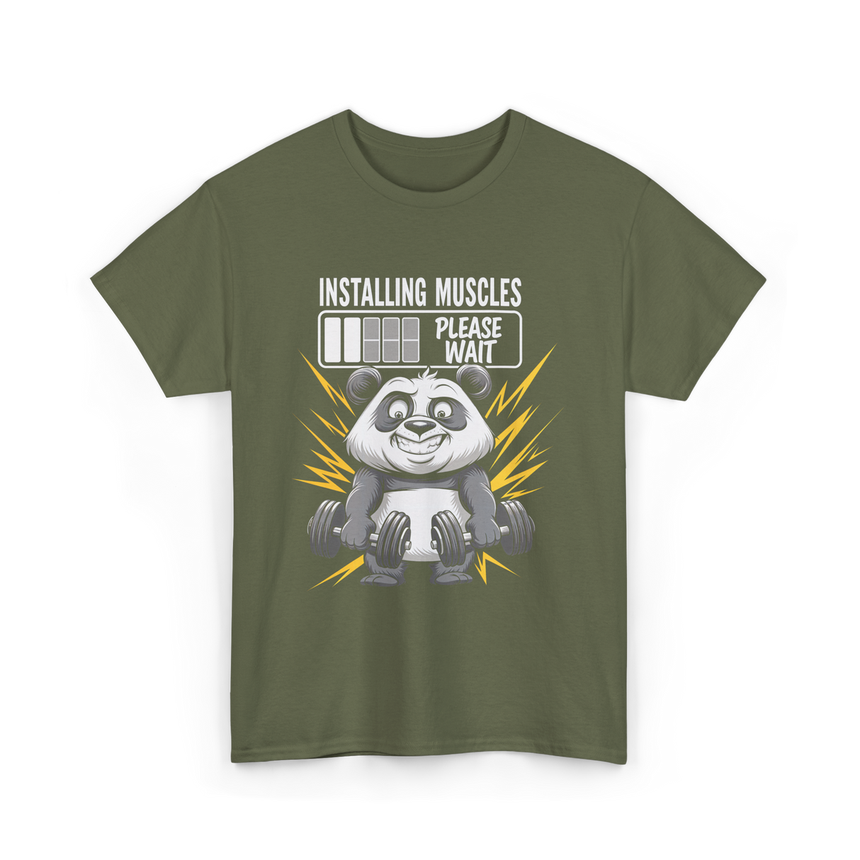 Installing Muscles Panda Fitness T-Shirt - Military Green