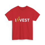 Invest Growth Investing Finance T-Shirt - Red