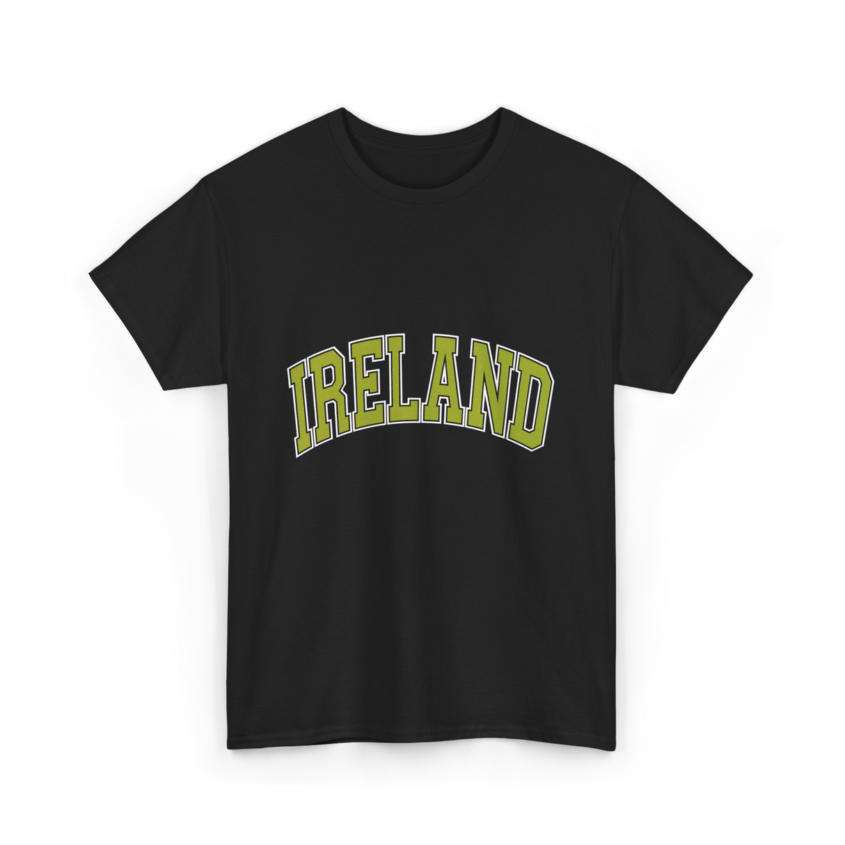 Ireland Arched Green Text T-Shirt - Black