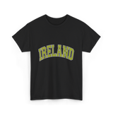 Ireland Arched Green Text T-Shirt - Black