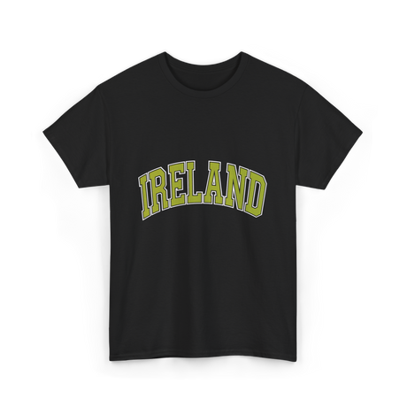 Ireland Arched Green Text T-Shirt - Black