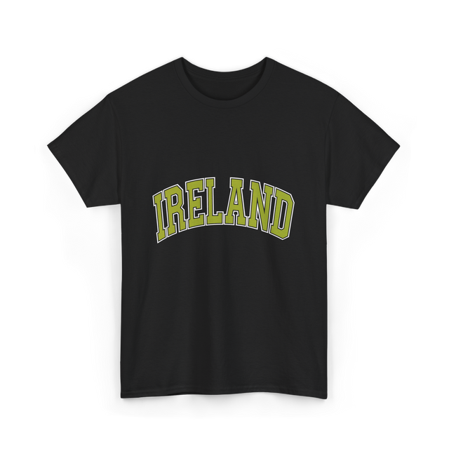 Ireland Arched Green Text T-Shirt - Black