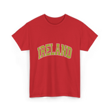 Ireland Arched Green Text T-Shirt - Red