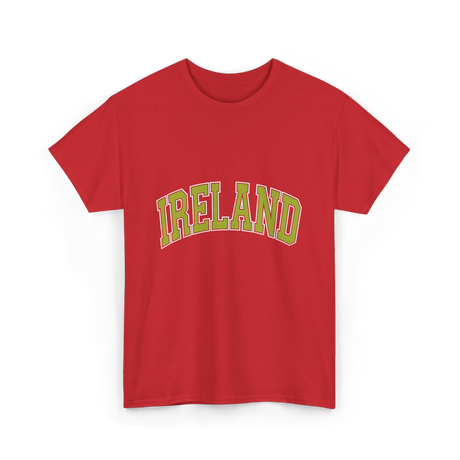 Ireland Arched Green Text T-Shirt - Red