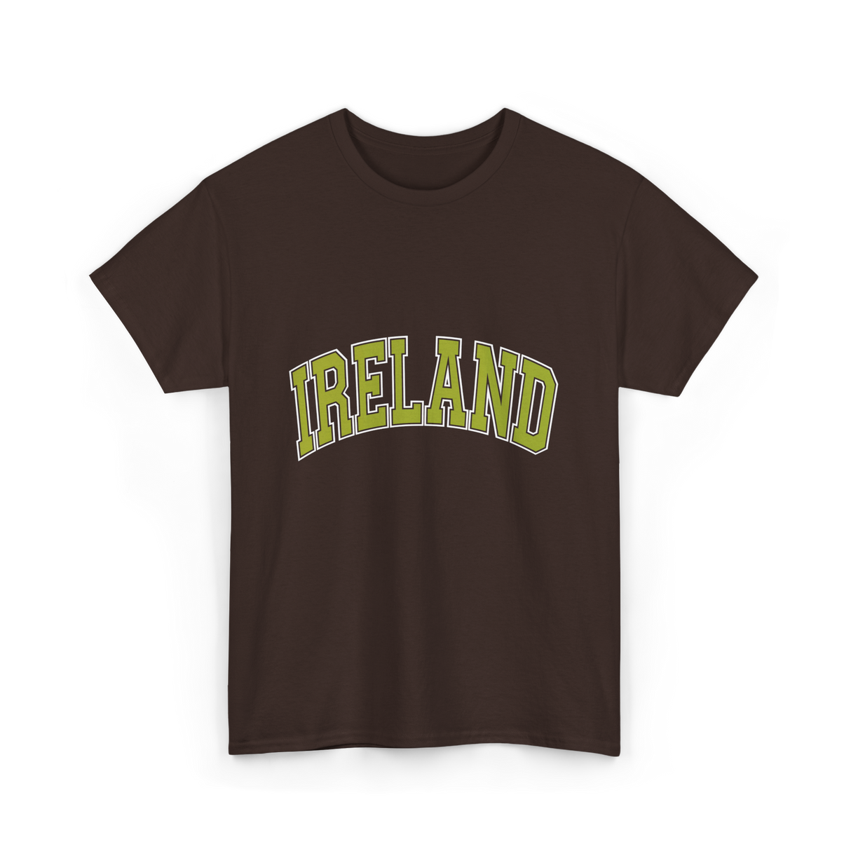 Ireland Arched Green Text T-Shirt - Dark Chocolate