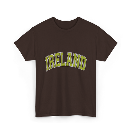 Ireland Arched Green Text T-Shirt - Dark Chocolate