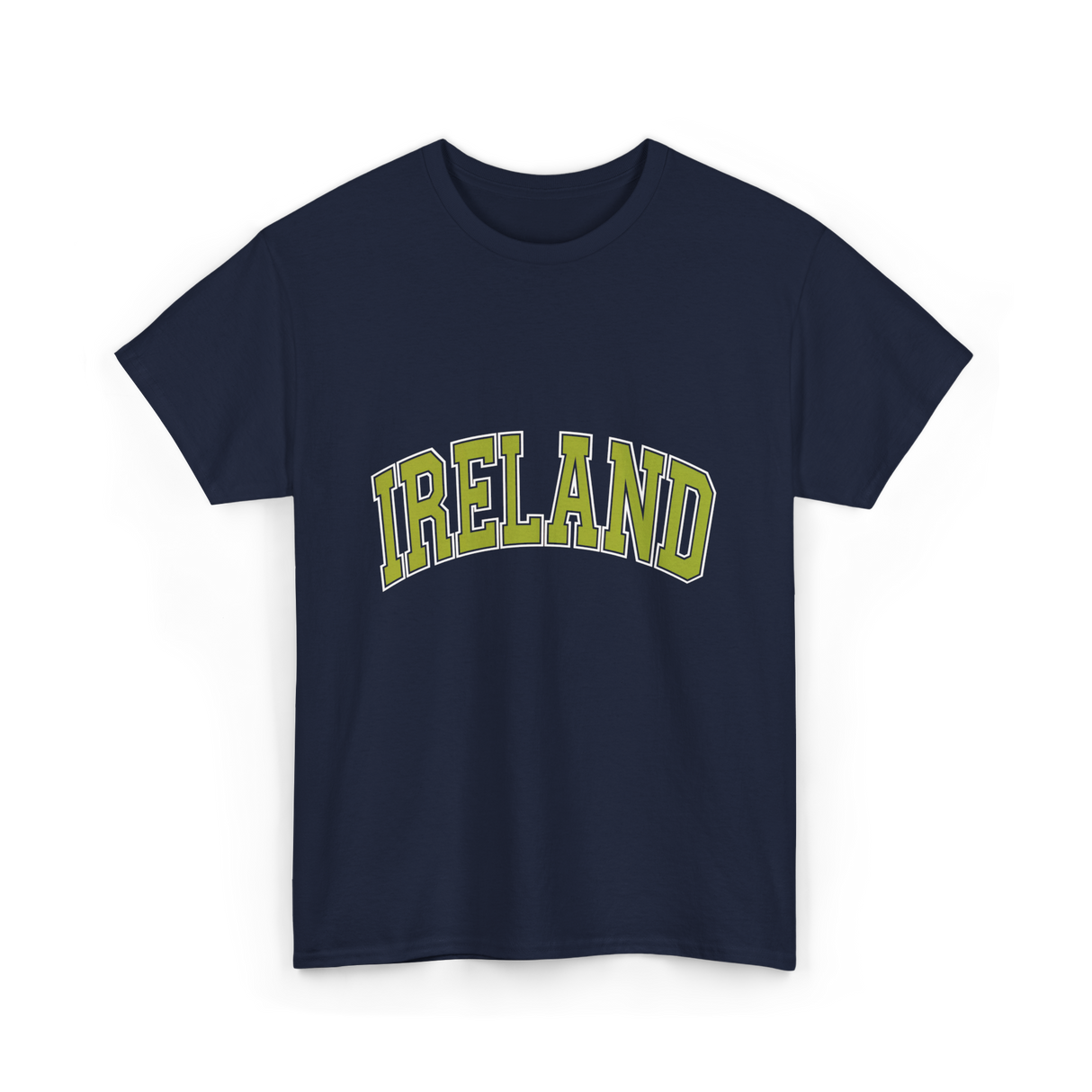 Ireland Arched Green Text T-Shirt - Navy