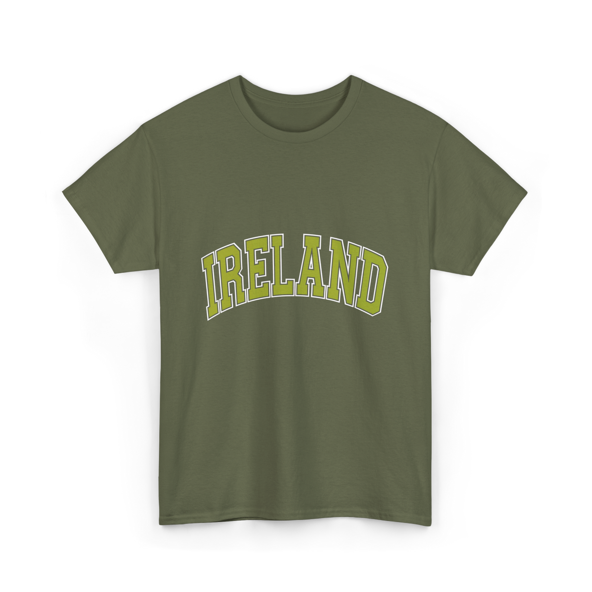 Ireland Arched Green Text T-Shirt - Military Green