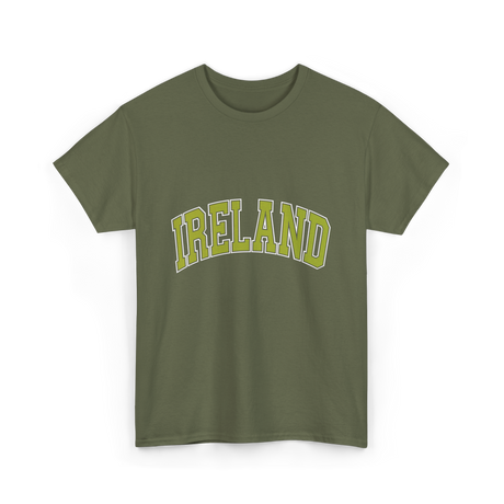 Ireland Arched Green Text T-Shirt - Military Green