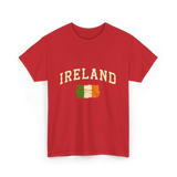 Ireland Flag Retro Ireland T-Shirt - Red