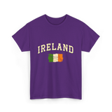 Ireland Flag Retro Ireland T-Shirt - Purple