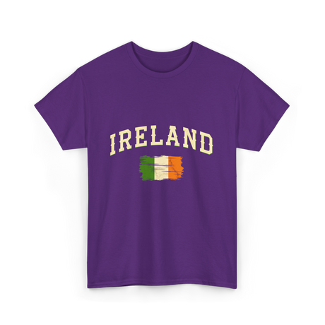 Ireland Flag Retro Ireland T-Shirt - Purple