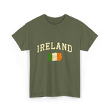 Ireland Flag Retro Ireland T-Shirt - Military Green