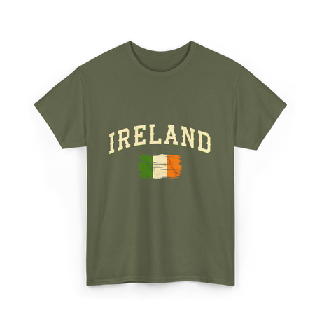 Ireland Flag Retro Ireland T-Shirt - Military Green