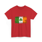 Ireland Flag Shamrock Ireland T-Shirt - Red