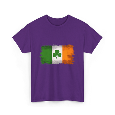 Ireland Flag Shamrock Ireland T-Shirt - Purple