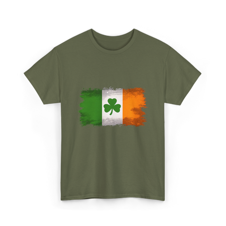 Ireland Flag Shamrock Ireland T-Shirt - Military Green