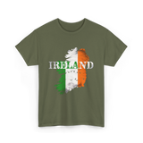 Ireland Map Ireland T-Shirt - Military Green