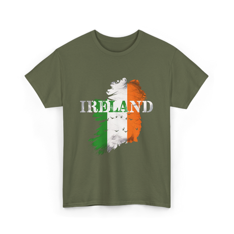 Ireland Map Ireland T-Shirt - Military Green