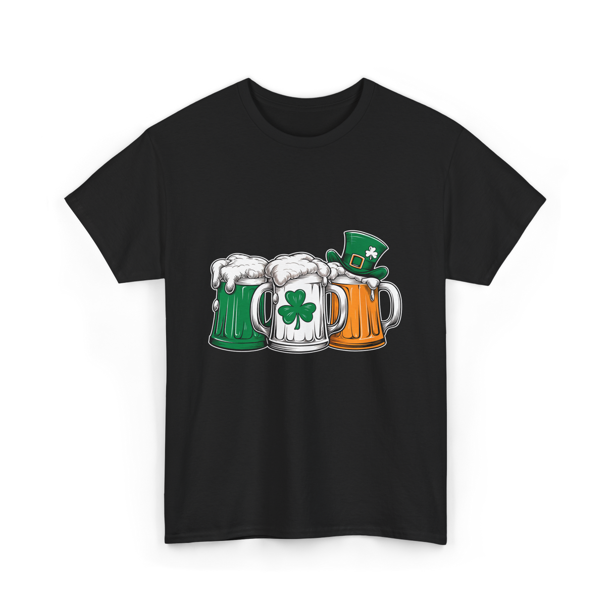 Irish Beer Mugs St Patrick's Day T-Shirt - Black