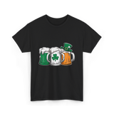 Irish Beer Mugs St Patrick's Day T-Shirt - Black