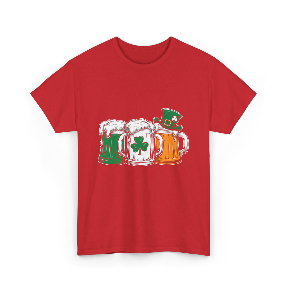 Irish Beer Mugs St Patrick's Day T-Shirt - Red