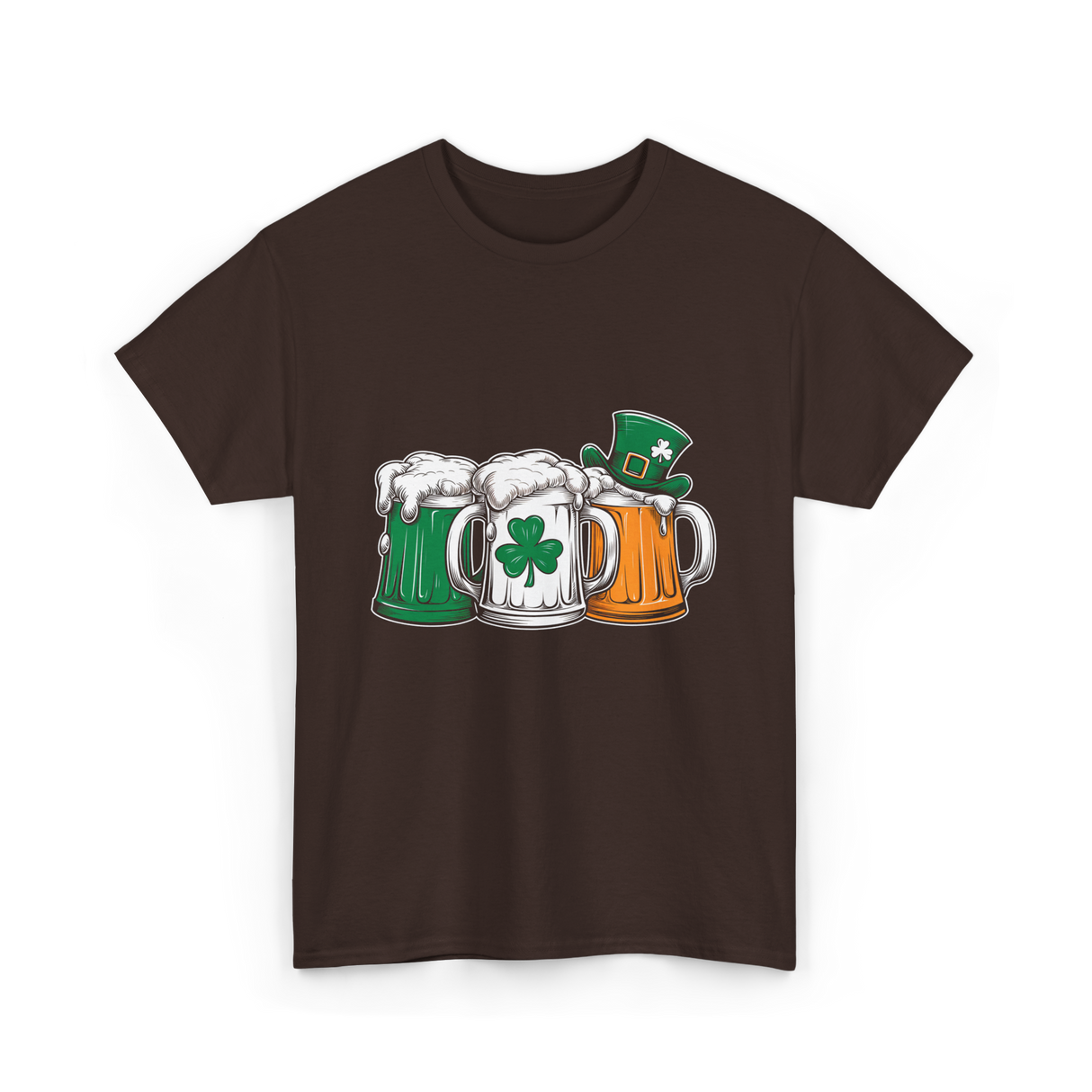 Irish Beer Mugs St Patrick's Day T-Shirt - Dark Chocolate