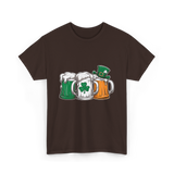 Irish Beer Mugs St Patrick's Day T-Shirt - Dark Chocolate