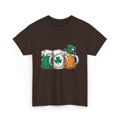 Irish Beer Mugs St Patrick's Day T-Shirt - Dark Chocolate