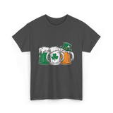 Irish Beer Mugs St Patrick's Day T-Shirt - Dark Heather