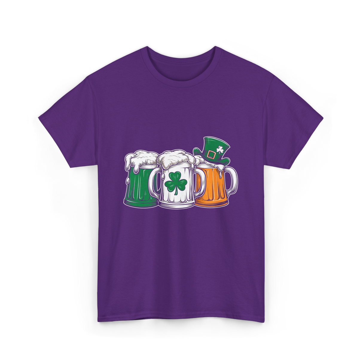 Irish Beer Mugs St Patrick's Day T-Shirt - Purple