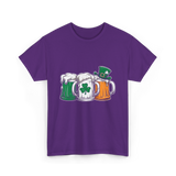 Irish Beer Mugs St Patrick's Day T-Shirt - Purple