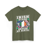 Irish By Blood American Birth Ireland T-Shirt - Military Green