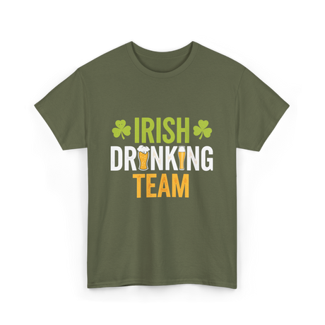 Irish Drinking Team Beer T-Shirt - Military Green